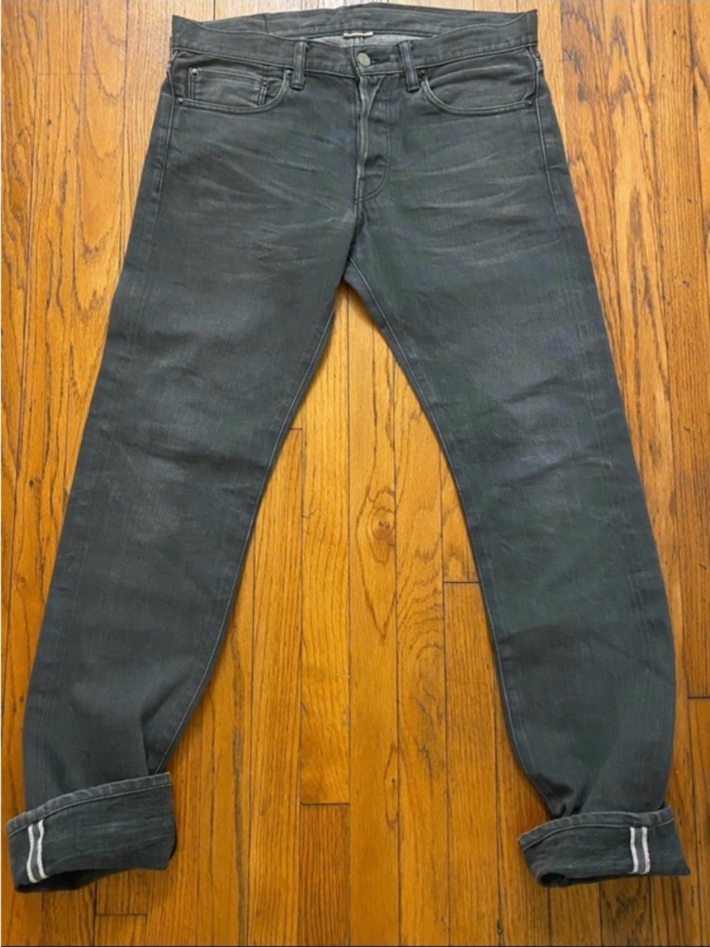 Fabric Brand Japan Selvedge Denim Jeans Slim Straight Dry Gray Japan 🇯🇵 30x34